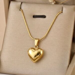 1pc Women's Simple Golden Color Heart Pendant Necklace